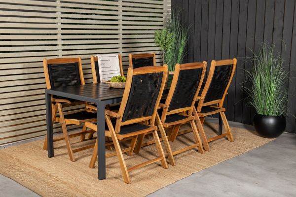 Imagine Break Dining Table - 205*90 - Black Alu / Black Aintwood+Peter 5:pos Chair - Bla