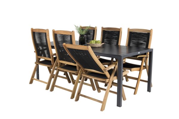 Imagine Break Dining Table - 205*90 - Black Alu / Black Aintwood+Peter 5:pos Chair - Bla