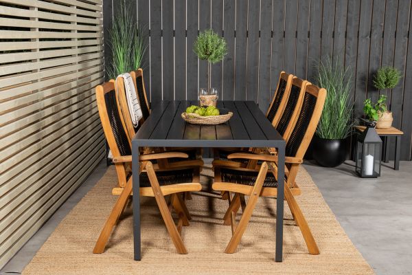 Imagine Break Dining Table - 205*90 - Black Alu / Black Aintwood+Peter 5:pos Chair - Bla