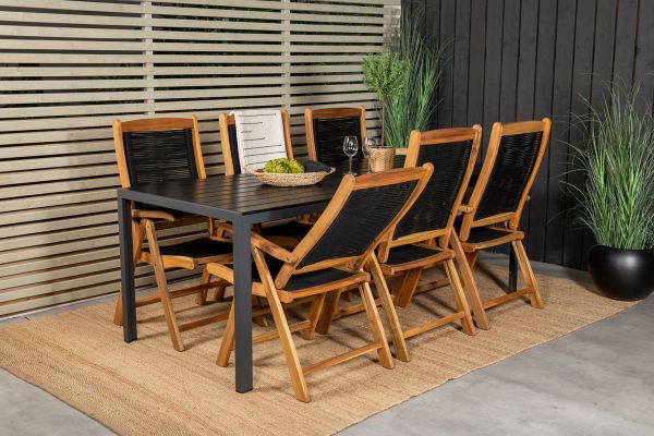 Imagine Break Dining Table - 205*90 - Black Alu / Black Aintwood+Peter 5:pos Chair - Bla