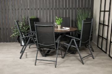 Imagine Masa de dining rotunda Llama 120 - Alu negru / HPL maro - Scaun Break 5: poziție - Negru / Negru 6