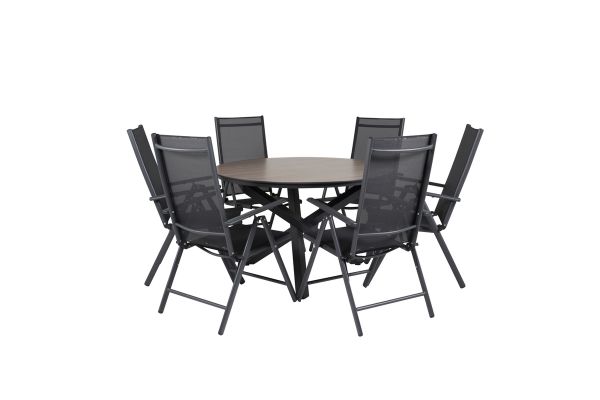 Imagine Masa de dining rotunda Llama 120 - Alu negru / HPL maro - Scaun Break 5: poziție - Negru / Negru 6