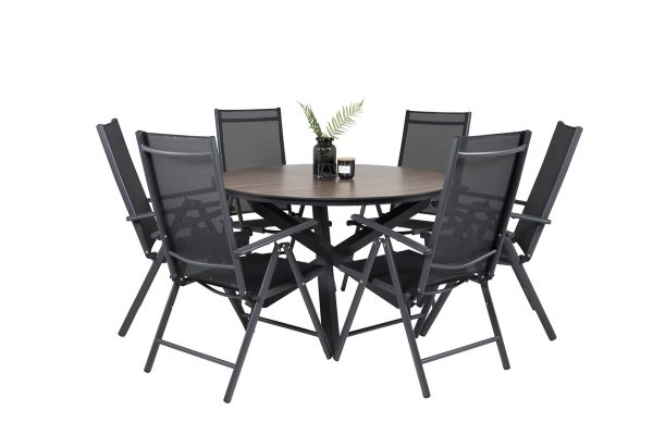 Imagine Masa de dining rotunda Llama 120 - Alu negru / HPL maro - Scaun Break 5: poziție - Negru / Negru 6