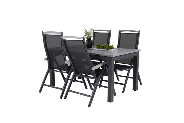 Imagine Masă de dining Albany - 152/210 - Negru/Gri - Scaun Albany 5 poziții - Negru/Negru 4