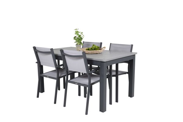 Imagine Masa de dining extensibila Albany - 152/210 - Negru/Gri - Scaun de stivuire Copacabana - Negru/Gri 4