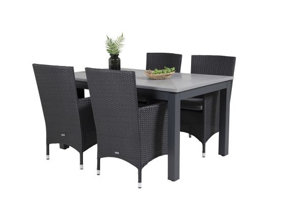 Imagine Masa de dining Albany - 152/210 - Negru/Gri - Scaun Malin - Negru/Gri 4