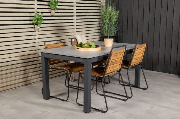 Imagine Masa de dining Albany 152/210*90 - Alu Negru / Grey Aintwood+ Scaun de dining Bois - Alu Negru / Acacia_4