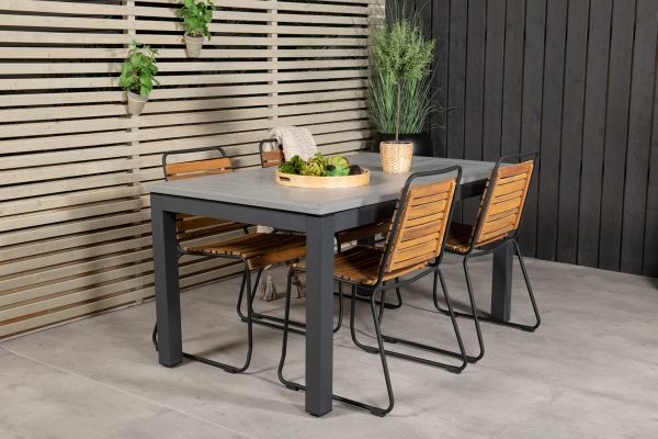 Imagine Masa de dining Albany 152/210*90 - Alu Negru / Grey Aintwood+ Scaun de dining Bois - Alu Negru / Acacia_4