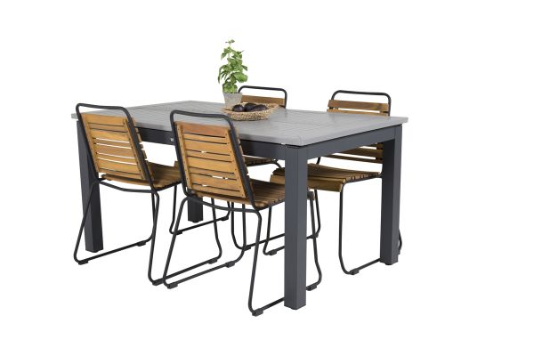 Imagine Masa de dining Albany 152/210*90 - Alu Negru / Grey Aintwood+ Scaun de dining Bois - Alu Negru / Acacia_4