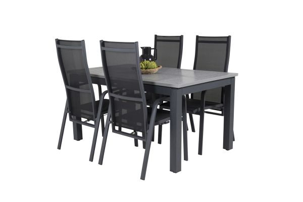 Imagine Masa de dining extensibila Albany - 152/210 - Negru/Gri - Scaun reclinabil Copacabana - Negru/Negru 4