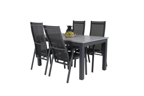 Imagine Masa de dining extensibila Albany - 152/210 - Negru/Gri - Scaun reclinabil Copacabana - Negru/Negru 4