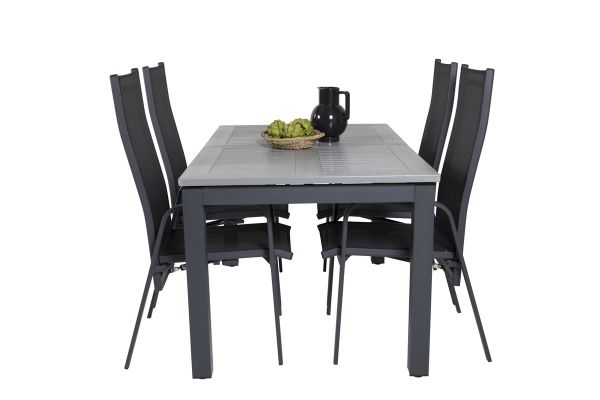 Imagine Masa de dining extensibila Albany - 152/210 - Negru/Gri - Scaun reclinabil Copacabana - Negru/Negru 4