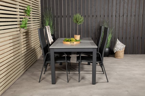 Imagine Masa de dining extensibila Albany - 152/210 - Negru/Gri - Scaun reclinabil Copacabana - Negru/Negru 4