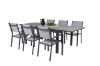 Imagine Masa de dining Levels 160/240*90 - Aluminiu negru / Aintwood gri + Scaun cu brate Copacabana (stivuibil) - Aluminiu negru / Textilen gri_6