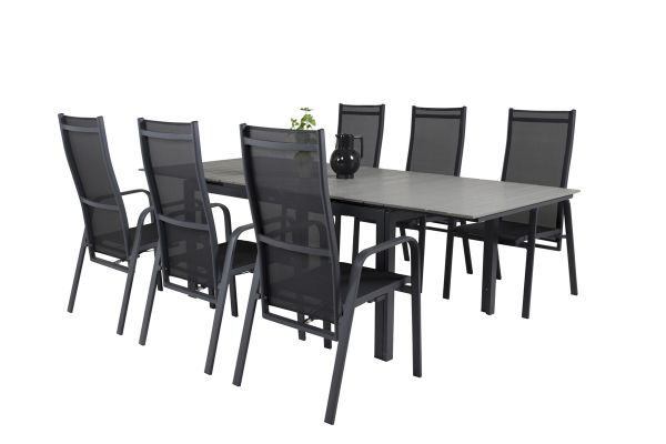 Imagine Vă rugăm să traduceți complet Tabelul de dinning Levels 160/240*90 - Alu negru / Aintwood gri + Recliner Copacabana