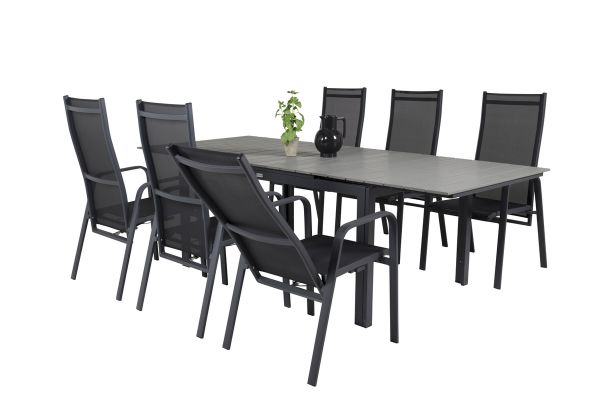 Imagine Vă rugăm să traduceți complet Tabelul de dinning Levels 160/240*90 - Alu negru / Aintwood gri + Recliner Copacabana