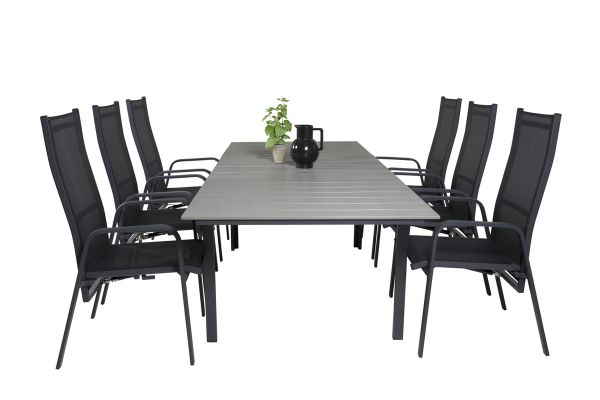 Imagine Vă rugăm să traduceți complet Tabelul de dinning Levels 160/240*90 - Alu negru / Aintwood gri + Recliner Copacabana