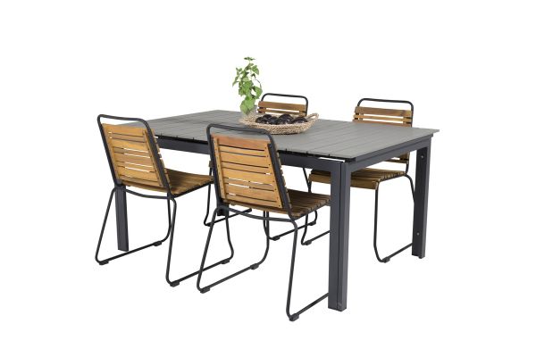 Imagine Masa de dining Levels 160/240*90 - Alu Negru / Aintwood Gri + Scaun de dining Bois -