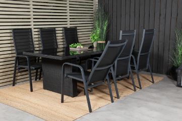 Imagine Padova Dining Table 200*100 - Black+Copacabana Recliner Chair (stackable) - Bl