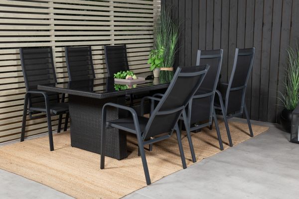 Imagine Padova Dining Table 200*100 - Black+Copacabana Recliner Chair (stackable) - Bl