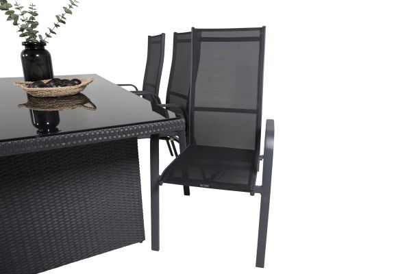 Imagine Padova Dining Table 200*100 - Black+Copacabana Recliner Chair (stackable) - Bl