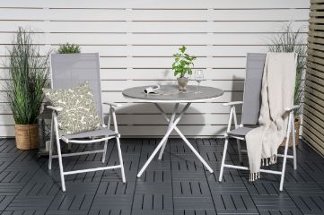 Imagine Parma cafébord ø90 - White Alu / Grey Aintwood+Break 5:pos Chair - White alu / Grey Textilene_2