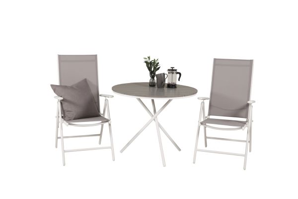 Imagine Parma cafébord ø90 - White Alu / Grey Aintwood+Break 5:pos Chair - White alu / Grey Textilene_2