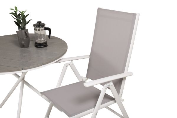 Imagine Parma cafébord ø90 - White Alu / Grey Aintwood+Break 5:pos Chair - White alu / Grey Textilene_2