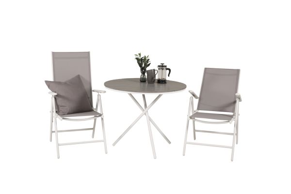 Imagine Parma cafébord ø90 - White Alu / Grey Aintwood+Break 5:pos Chair - White alu / Grey Textilene_2