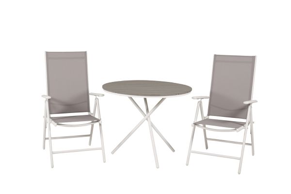 Imagine Parma cafébord ø90 - White Alu / Grey Aintwood+Break 5:pos Chair - White alu / Grey Textilene_2