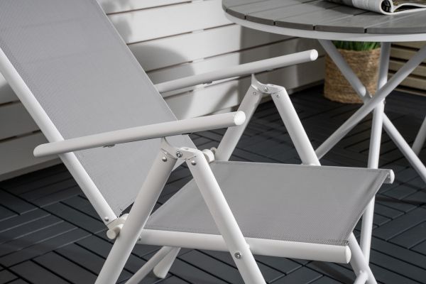 Imagine Parma cafébord ø90 - White Alu / Grey Aintwood+Break 5:pos Chair - White alu / Grey Textilene_2