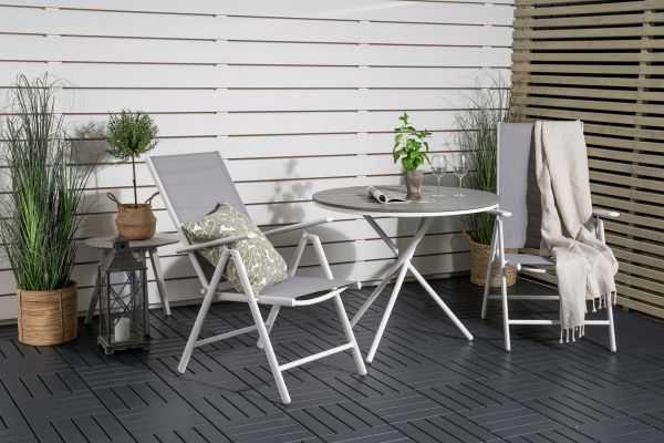 Imagine Parma cafébord ø90 - White Alu / Grey Aintwood+Break 5:pos Chair - White alu / Grey Textilene_2