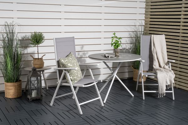 Imagine Parma cafébord ø90 - White Alu / Grey Aintwood+Break 5:pos Chair - White alu / Grey Textilene_2