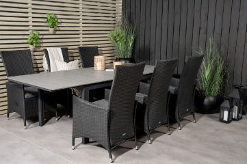 Imagine Vă rugăm să traduceți complet Nivelul Tabel de dining 160/240*90 - Black Alu / Grey Aintwood + Scaun de dining Padova cu spătar reglabil și pernă - Negru / Gri pernă_6