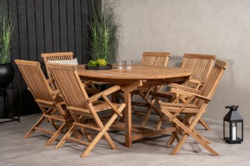 Imagine Va rog să traduceți complet Kenya Oval Dining Table 180/240*120*H75 -Teak+Kenya Folding Chair - With Armrest