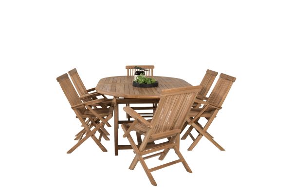 Imagine Va rog să traduceți complet Kenya Oval Dining Table 180/240*120*H75 -Teak+Kenya Folding Chair - With Armrest