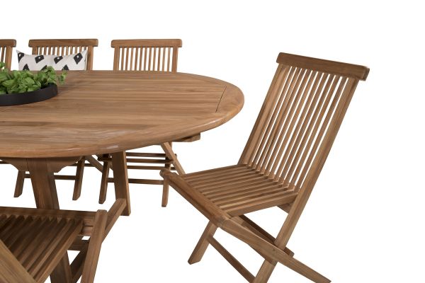 Imagine Masa de dining ovala Kenya 180/240*120*H75 - Teak + Scaun pliant Kenya fără brațe -