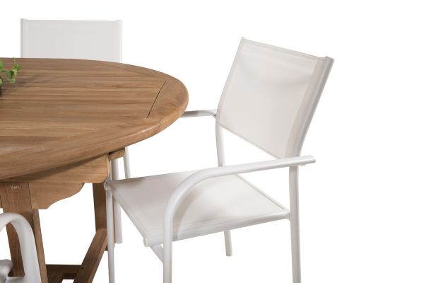 Imagine Masa de dining ovala Kenya 180/240*120*H75 -Teak+Scaun cu brate Santorini (pliabil) -