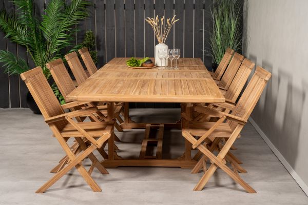 Imagine Masa de dining Kenya 195/295*110*H75 - Teak+Scaun pliabil Kenya - Cu brate - T