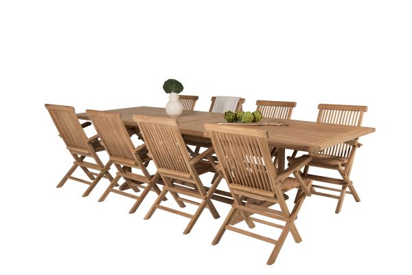 Imagine Masa de dining Kenya 195/295*110*H75 - Teak+Scaun pliabil Kenya - Cu brate - T