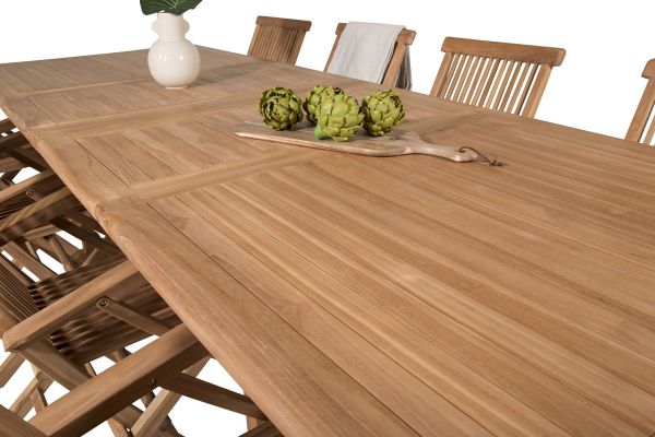 Imagine Masa de dining Kenya 195/295*110*H75 - Teak+Scaun pliabil Kenya - Cu brate - T