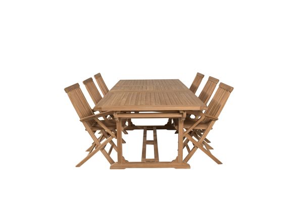 Imagine Masa de dining Kenya 195/295*110*H75 - Teak+Scaun pliant Kenya - Cu brate - T