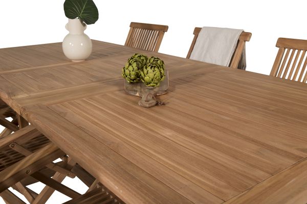 Imagine Masa de dining Kenya 195/295*110*H75 - Teak+Scaun pliant Kenya - Cu brate - T