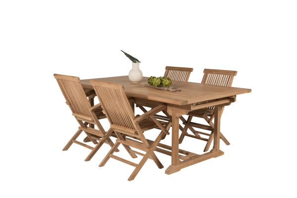 Imagine Masa de dining Kenya 195/295*110*H75 - Teak+Kenya scaun pliabil - cu brate - T