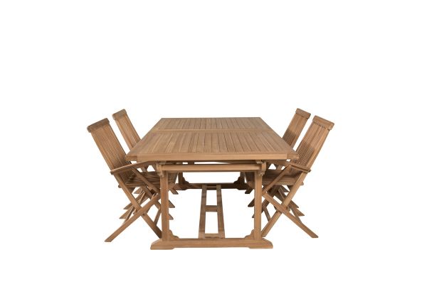 Imagine Masa de dining Kenya 195/295*110*H75 - Teak+Kenya scaun pliabil - cu brate - T