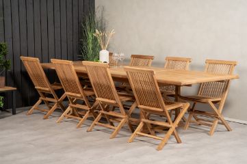 Imagine Masa de dining Kenya 195/295*110*H75 - Teak + Scaun pliant Kenya fără brațe - Teak