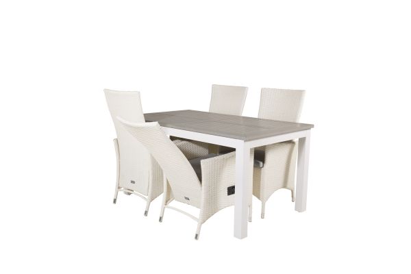 Imagine Masa de dining Albany - 160/240 - Alb/Gri - Scaun Padova (Recliner) - Alb/Gri 4