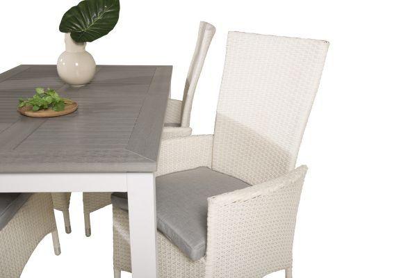 Imagine Masa de dining Albany - 160/240 - Alb/Gri - Scaun Padova (Recliner) - Alb/Gri 4