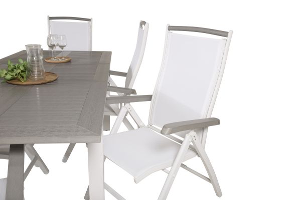 Imagine Vă rog să traduceți complet Albany Table - 160/240 - White/Grey - Albany 5:pos Stol - Vit Aluminium/vit textilene/aintwood 6