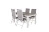 Imagine Masa de dining Albany 160/240*100 - Aluminiu alb / Lemn Aintwood gri + 5 scaune de dining Break - Aluminiu alb / Textilene gri